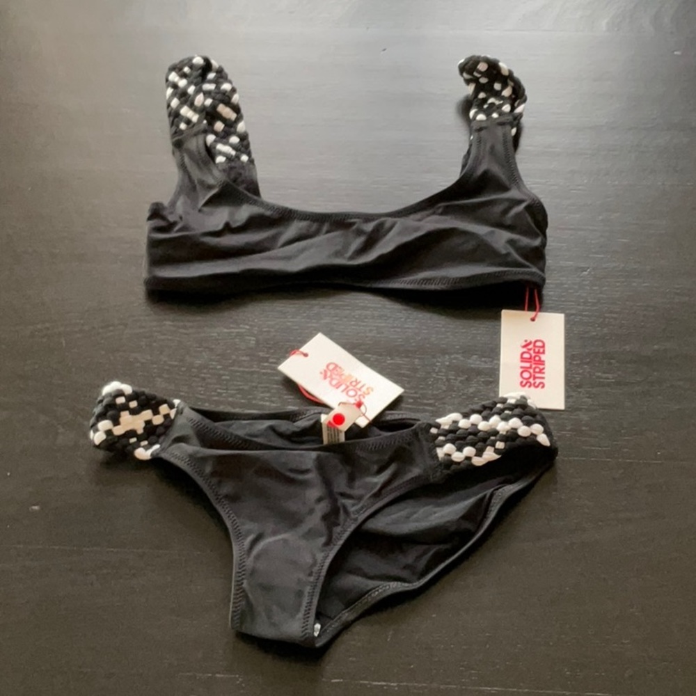 Solid & Striped Black and White Bikini Set